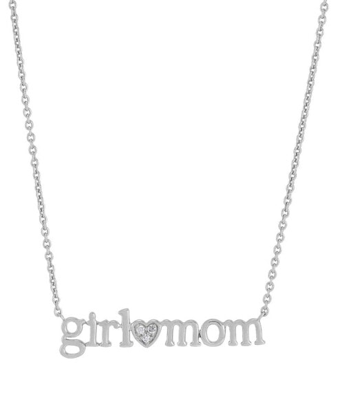 Macy's diamond Accent Girl Mom Pendant Necklace in Sterling Silver or 14k Gold-Plated Sterling Silver, 16" + 2" extender