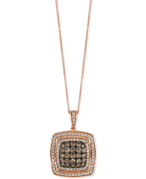 Le Vian chocolate Diamond (1 ct. t.w.) & Vanilla Diamond (1/2 ct. t.w.) Square Halo 18" Pendant Necklace in 14k Rose Gold