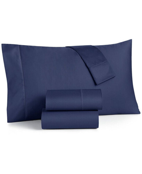 CLOSEOUT! Solid Extra Deep Pocket 550 Thread Count 100% Cotton 4-Pc. Sheet Set, California King, Created for Macy's