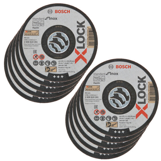 10x Bosch Trennscheibe X-LOCK ger. Standard for Inox WA60 T BF 115x1mm 10er-Pack