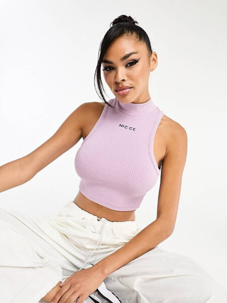 Nicce juno co-ord racer crop top in light pink