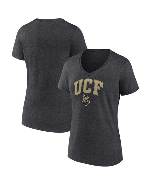 Women's Heather Charcoal UCF Knights Evergreen Campus V-Neck T-shirt