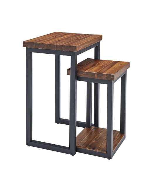 Claremont Rustic Wood Nesting End Tables Set