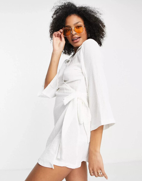 Urban Threads beach wrap dress in white