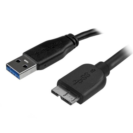 StarTech.com Slim Micro USB 3.0 Cable - M/M - 2m (6ft) - 2 m - USB A - Micro-USB B - USB 3.2 Gen 1 (3.1 Gen 1) - Male/Male - Black
