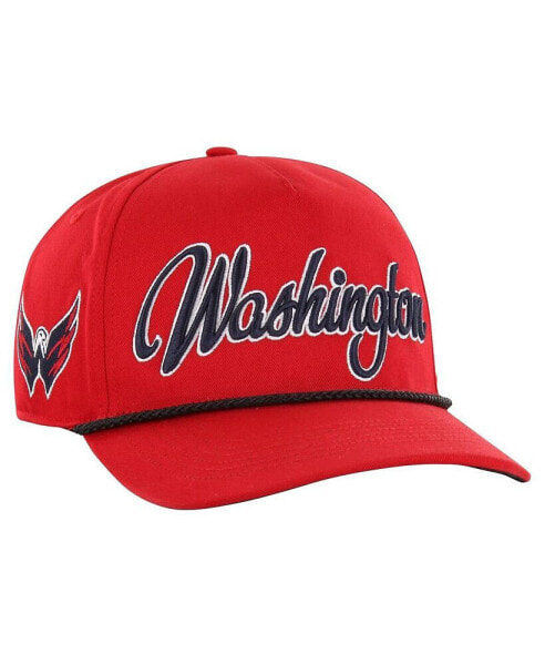 Men's Red Washington Capitals Overhand Logo Side Patch Hitch Adjustable Hat