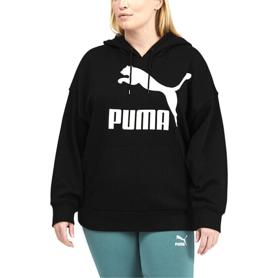 Puma Classics Logo Pullover Hoodie Womens Black Casual Outerwear 53186001