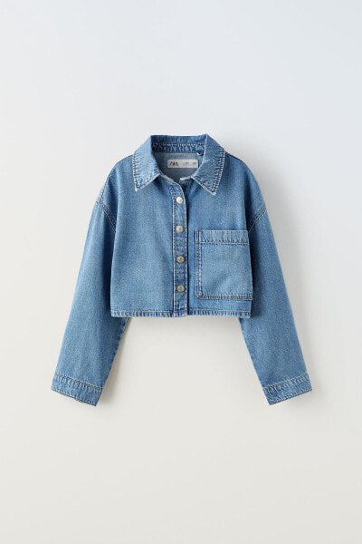 Cropped denim shirt