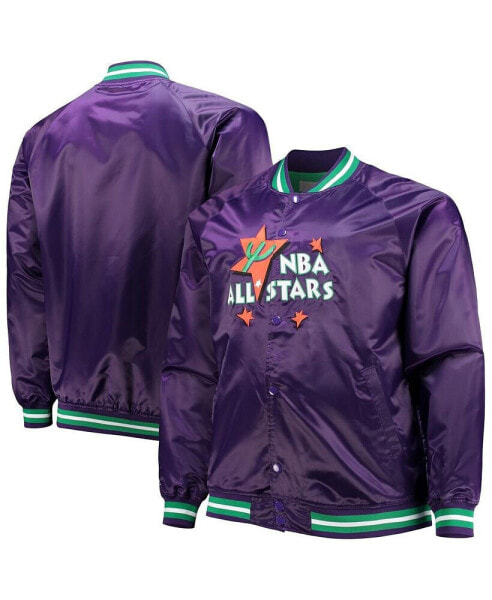 Men's Purple Big and Tall 1995 NBA All-Star Game Hardwood Classics Satin Full-Snap Jacket