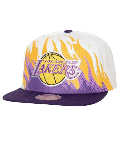 Men's White Los Angeles Lakers Hot Fire Snapback Hat