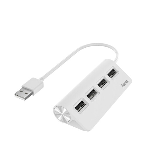 Hama USB-Hub 4 Ports USB 2.0 480 Mbit/s Weiß - Hub - 0.48 Gbps