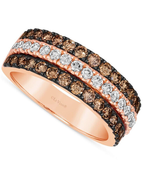 Chocolate Diamond & Nude Diamond Triple Row Band (1-1/3 ct. t.w.) in 14k Rose Gold