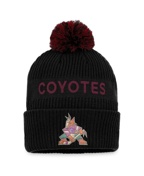 Men's Black, Garnet Arizona Coyotes 2022 NHL Draft Authentic Pro Cuffed Knit Hat with Pom