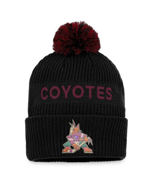 Шапка вязаная с помпоном Fanatics Arizona Coyotes 2022 NHL Draft Authentic Pro черный, гранатовый