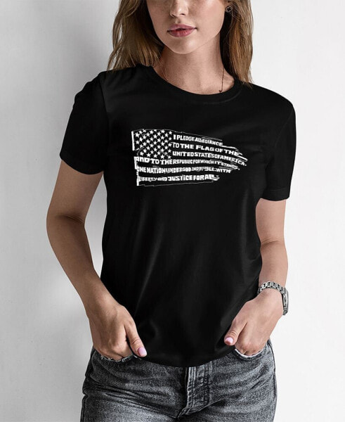 Women's Word Art Pledge of Allegiance Flag T-Shirt