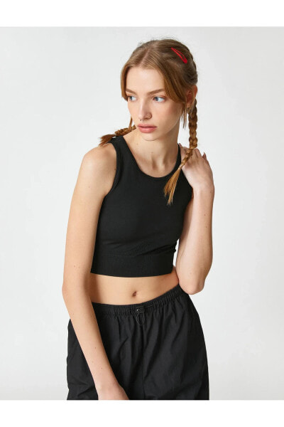 Футболка Koton Crop Basic безрукавка Halter Yaka Fitilli