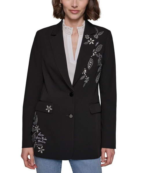 Women's Embellished Button-Front Blazer