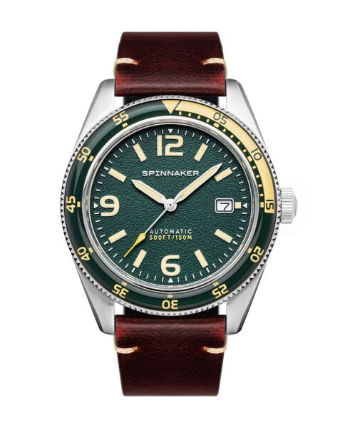 Men's Fleuss Automatic Lagoon Green with Brown Genuine Leather Strap Watch 43mm