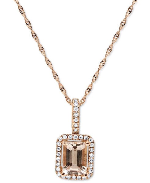 Macy's morganite (7/8 ct. t.w.) & Diamond (1/4 ct. t.w.) 18" Pendant Necklace in 14k Rose Gold