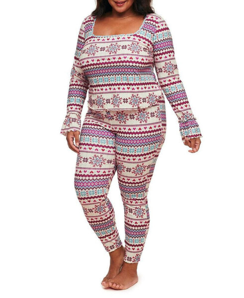 Audra Women's Plus-Size Pajama Long Sleeve Top & Legging Set