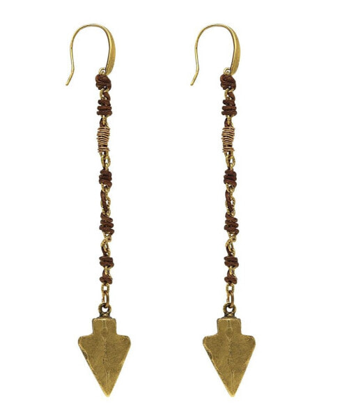 by 1928 14 K Gold Dipped Wrapped Linear Arrowhead Earring with Crystals