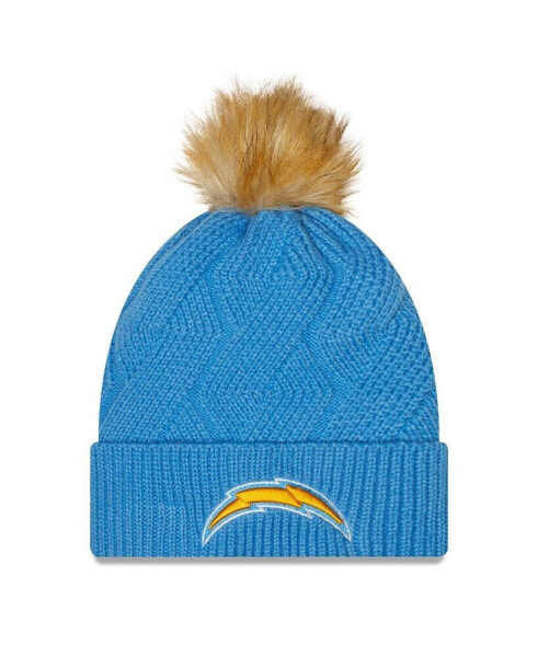 Women's Powder Blue Los Angeles Chargers Snowy Cuffed Knit Hat with Pom