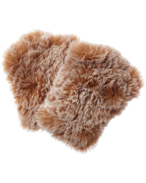 Surell Accessories Faux-Fur Knit Fingerless Mittens Women's