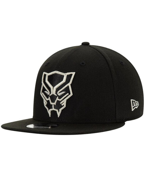 Men's Black Black Panther Classic Logo 9FIFTY Adjustable Snapback Hat