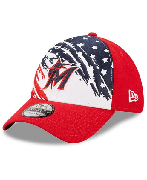 Men's Red Miami Marlins 2022 4th of July 39THIRTY Flex Hat