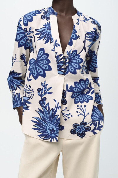 Zw collection printed poplin shirt