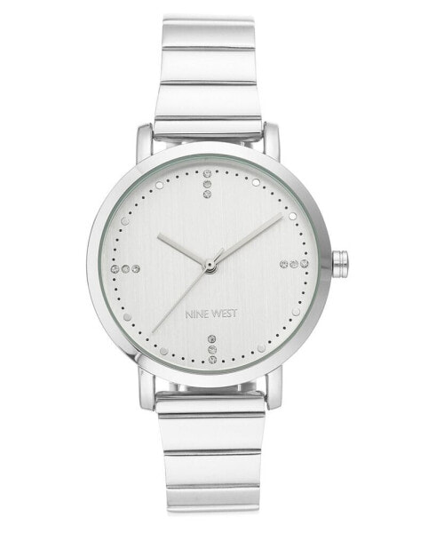 Women's Quartz Silver-Tone Stainless Steel Cut Edge Bracelet Watch, 36mm