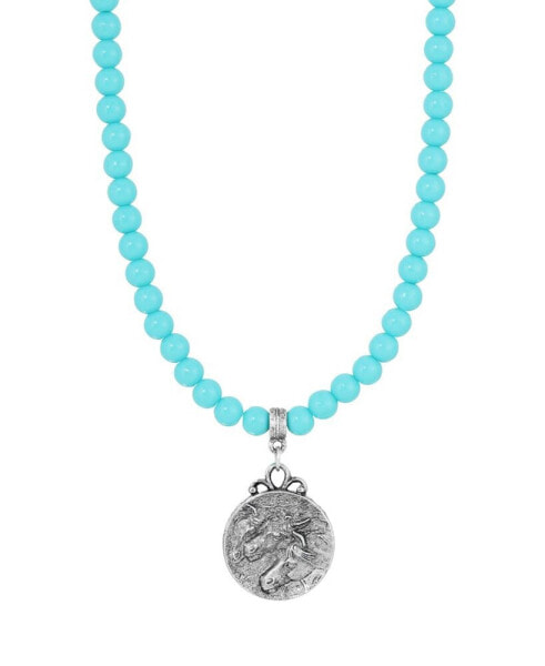 Acrylic Faux Turquoise Bead Horse Pendant Necklace