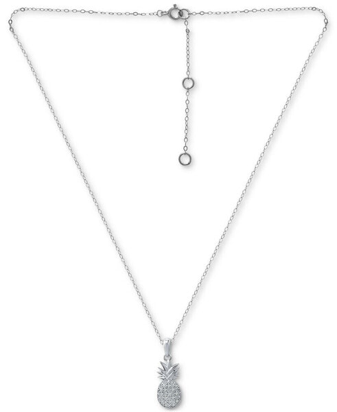 Cubic Zirconia Pineapple Pendant Necklace in Sterling Silver, 16" + 2" extender, Created for Macy's
