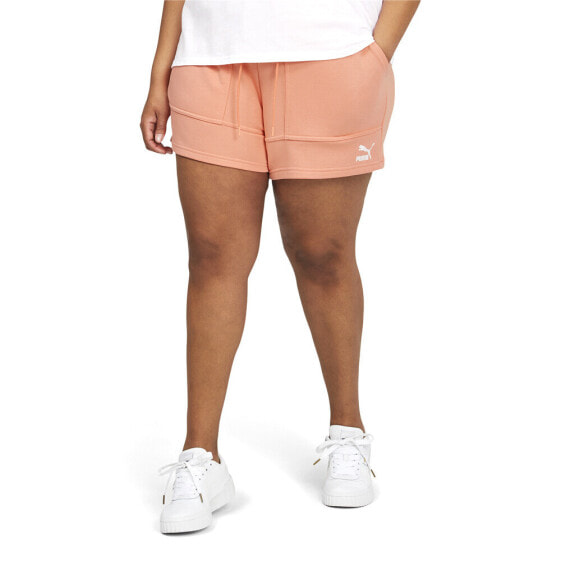 Puma Hidden Flower High Waisted Shorts Pl Womens Pink Casual Athletic Bottoms 67