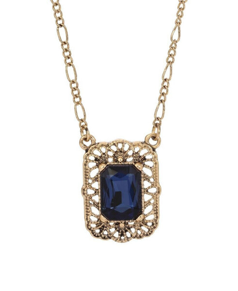 Gold-Tone and Crystal Square Pendant Necklace