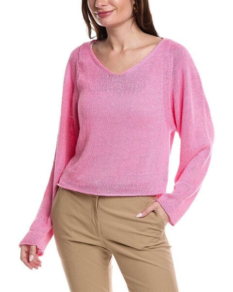 Lafayette 148 New York Voluminous Sleeve V-Neck Sweater Women's M