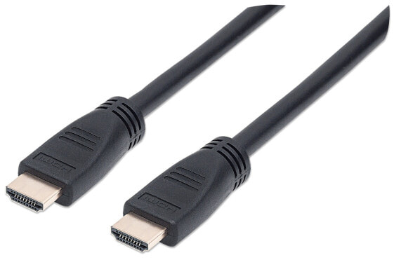 Manhattan HDMI Cable with Ethernet (CL3 rated - suitable for In-Wall use) - 4K@60Hz (Premium High Speed) - 8m - Male to Male - Black - Ultra HD 4k x 2k - In-Wall rated - Fully Shielded - Gold Plated Contacts - Lifetime Warranty - Polybag - 8 m - HDMI Type A (Standa