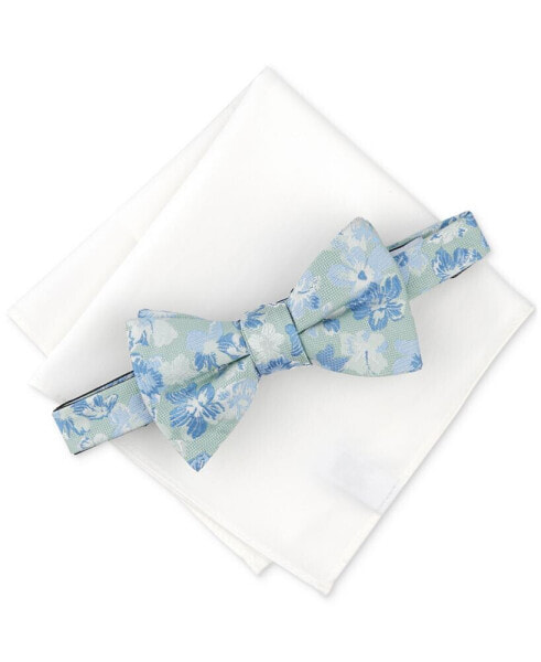 Men's Rhodes Floral Bow Tie & Solid Pocket Square Set, Created for Macy's