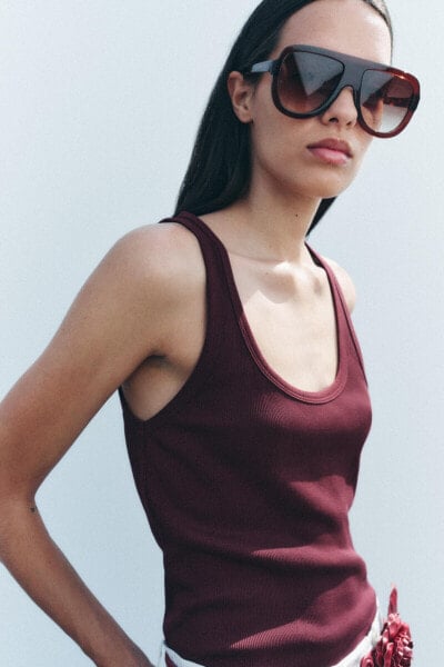 Ribbed cotton tank top