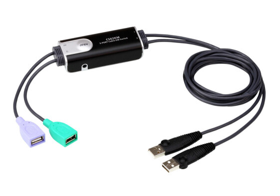ATEN 2-Port USB Boundless Cable KM Switch - 1.8 m - USB - USB - Black - USB - 2 x USB Type A