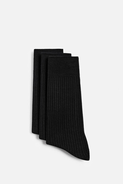 3-PACK OF MERCERISED COTTON RIBBED SOCKS