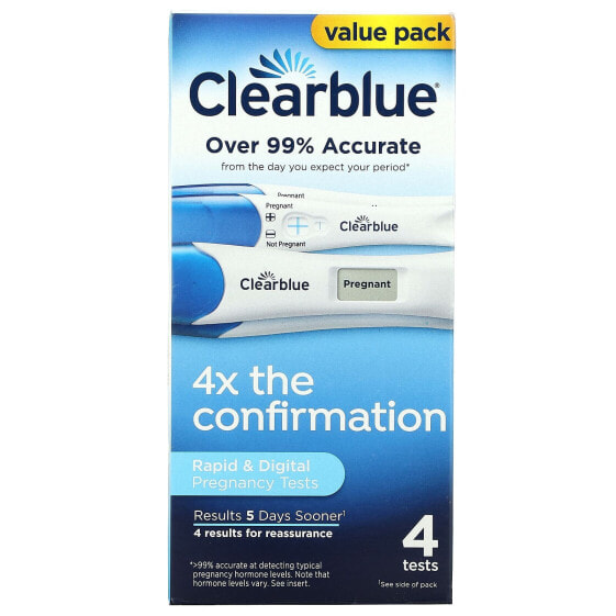 Тесты на беременность цифровые и быстрые Clearblue, 4 штуки