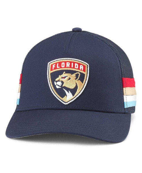 Men's Navy Florida Panthers HotFoot Stripes Trucker Adjustable Hat