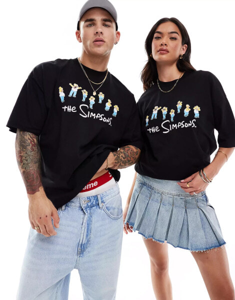 ASOS DESIGN unisex oversized license t-shirt with The Simpsons print and embroidery in black