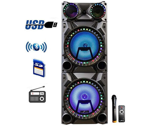 Портативная умная колонка beFree Sound Rechargeable Bluetooth 12-inch Double Subwoofer - Радио_FM, USB, SD, TF, AUX.