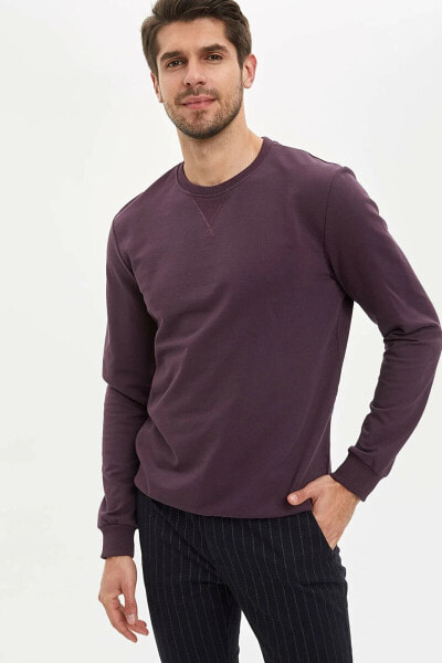 Erkek Mor Basic Regular Fit Sweatshirt M7823AZ.20SP.PR38