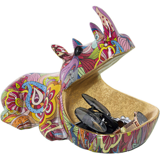 Decorative Figure Alexandra House Living Multicolour Plastic Rhinoceros Graffiti 17 x 26 x 19 cm Bowl