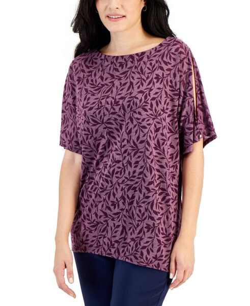 Women's Printed Boat-Neck Split-Sleeve Top, Created for Macy's