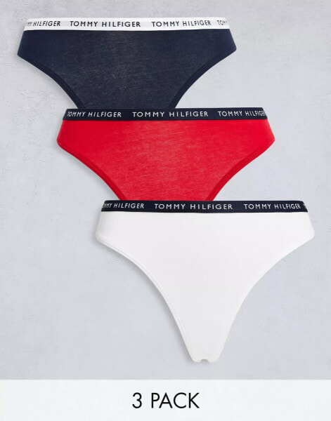 Tommy Hilfiger 3 pack thong in navy white and red