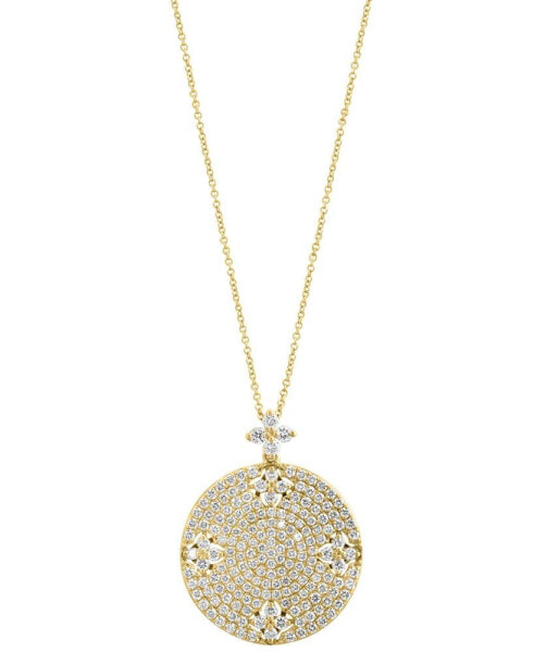 EFFY® Diamond Flower Pavé Disc 18" Pendant Necklace (1-1/3 ct. t.w.) in 14k Gold